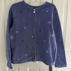 Vintage Croft & Barrow Sport Full-Zip Fleece Cardigan Embroidered Snowflakes - L